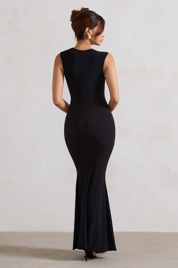 Behind The Scenes Black Sleeveless Cut-Out Maxi Dress